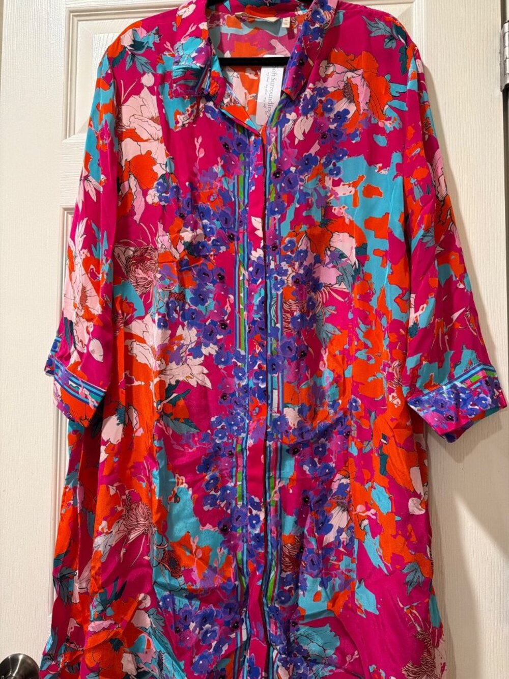 Soft Surroundings Garden Path Dress 3X Blu/Purple Multi 64% Cupro 36% Rayon Made